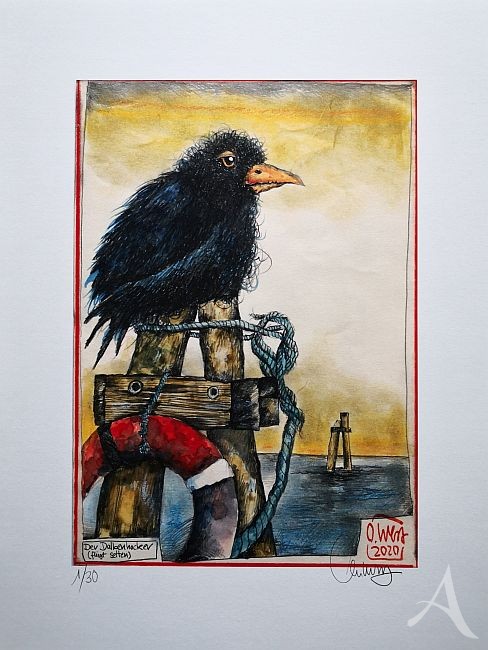 OLE WEST - "Der Dalbenhocker" - Kunstdruck in 30 x 40cm - NUR 30 Exemplare!