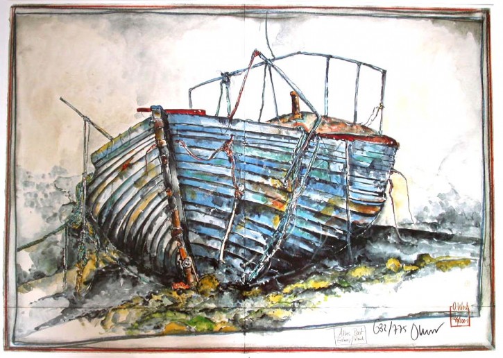 Kunstdruck "Altes Boot", Limitiert & Handsigniert !
