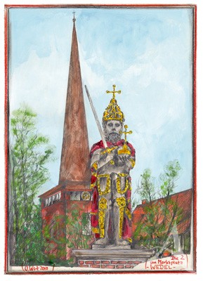 Kunstdruck "Wedel, Marktplatz"