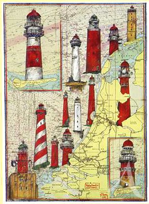 Kunstdruck "Leuchtturmküste Niederlande"