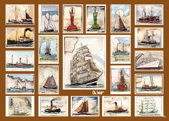 Kunstdruck "Schmuckblatt Schiffe"