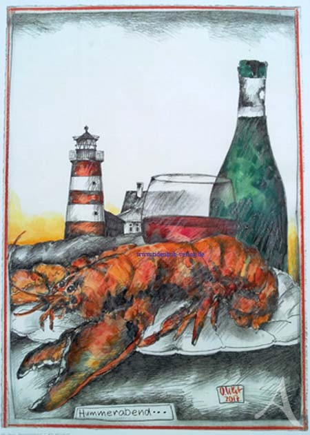 Kunstdruck "Hummerabend" von OLE WEST.