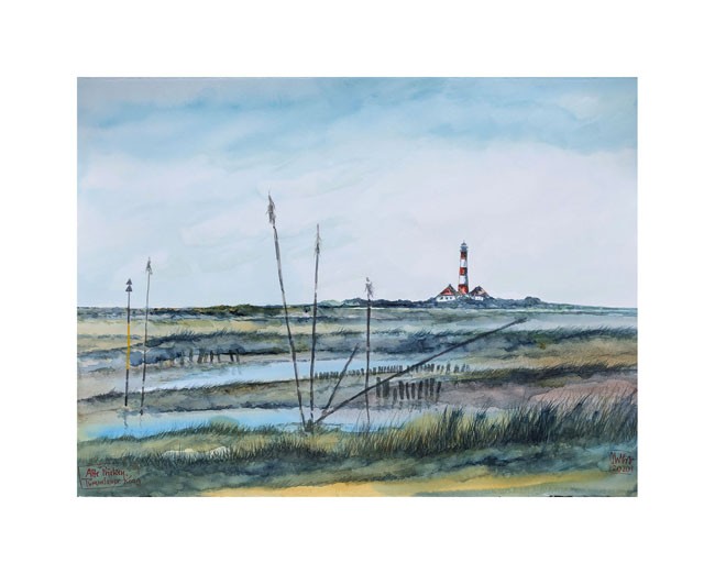 Kunstdruck auf Naturpapier "Alte Pricken" (Westerheversand) von Ole West (24 x 30)