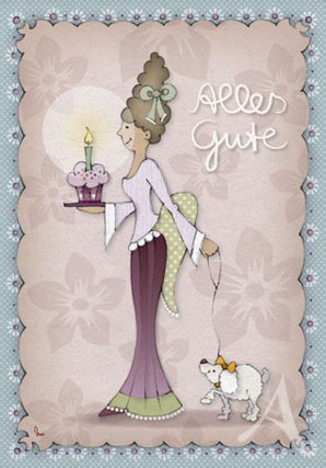 Doppelkarte "Alles Gute (Dame mit Hund)"