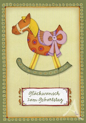 Doppelkarte "Glückwunsch zum Geburtstag (Schaukelpferd)"