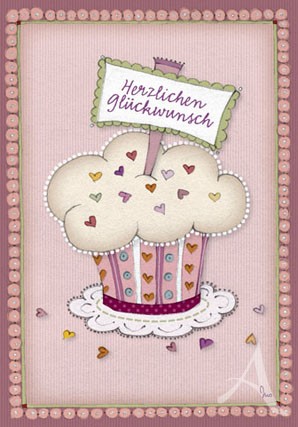 Doppelkarte "Herzlichen Glückwunsch (Cup Cake)"