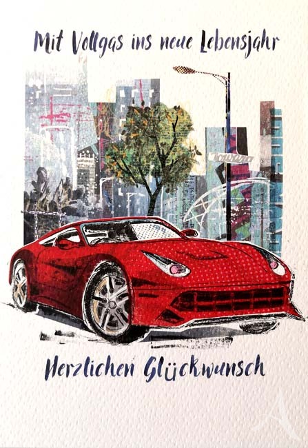 Doppelkarte "Mit Vollgas ins neue Lebensjahr..."