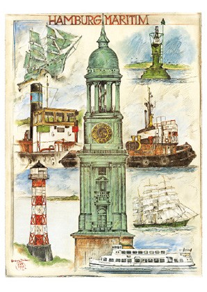 Doppelkarte "Hamburg - Maritim"