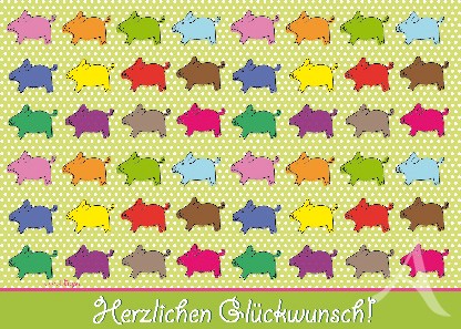 Postkarte "Herzlichen Glückwunsch! (Schweine)" Postkarte "Herzlichen Glückwunsch! (Schweine)"