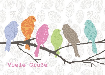 Postkarte "Viele Grüße (Vögel)" Postkarte "Viele Grüße (Vögel)"
