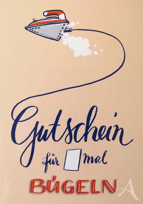 Postkarte "Gutschein für x mal Bügeln"