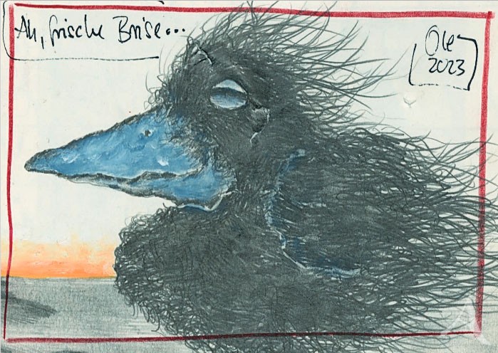 Kunstpostkarte "Ah, frische Brise..." von Ole West